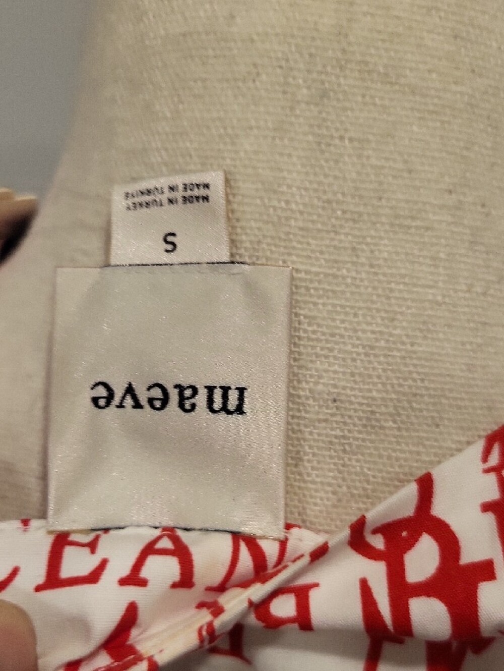 Anthropologie White Mini Dress with Rust Red Text Print - Picture 9 of 9
